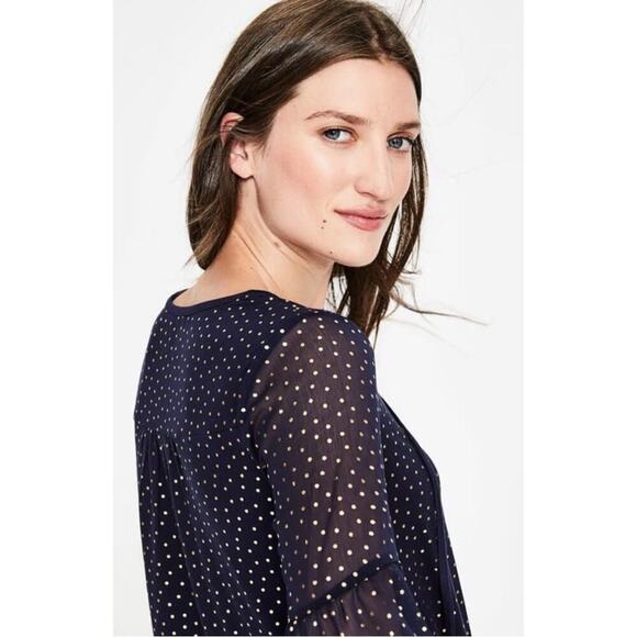 Boden Hazel Foil Spot Top Sz 4 Black - Picture 4 of 11
